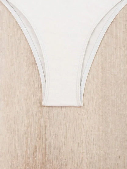Swim Vcay Summer Beach Solid Color Bikini Set With Underwire And Lace-Up Detail