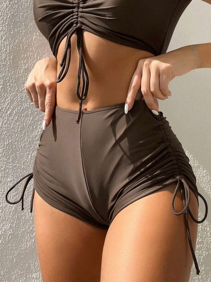 Swim Vcay Summer Beach Drawstring Side Bikini Bottom