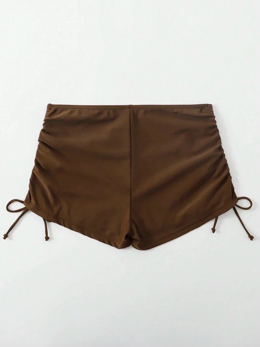 Swim Vcay Summer Beach Drawstring Side Bikini Bottom