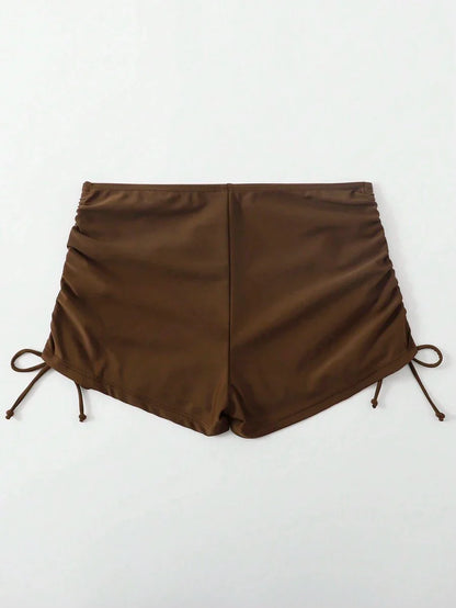 Swim Vcay Summer Beach Drawstring Side Bikini Bottom