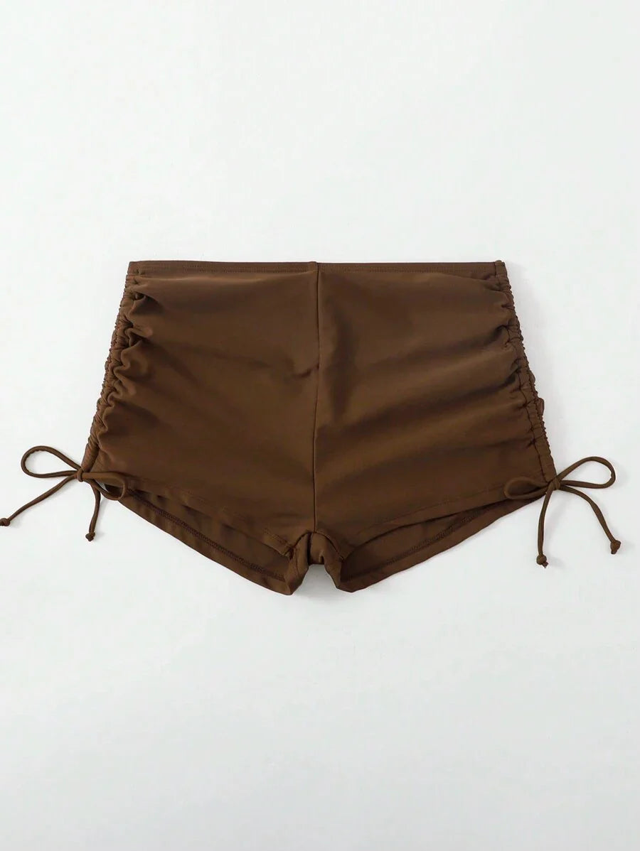 Swim Vcay Summer Beach Drawstring Side Bikini Bottom