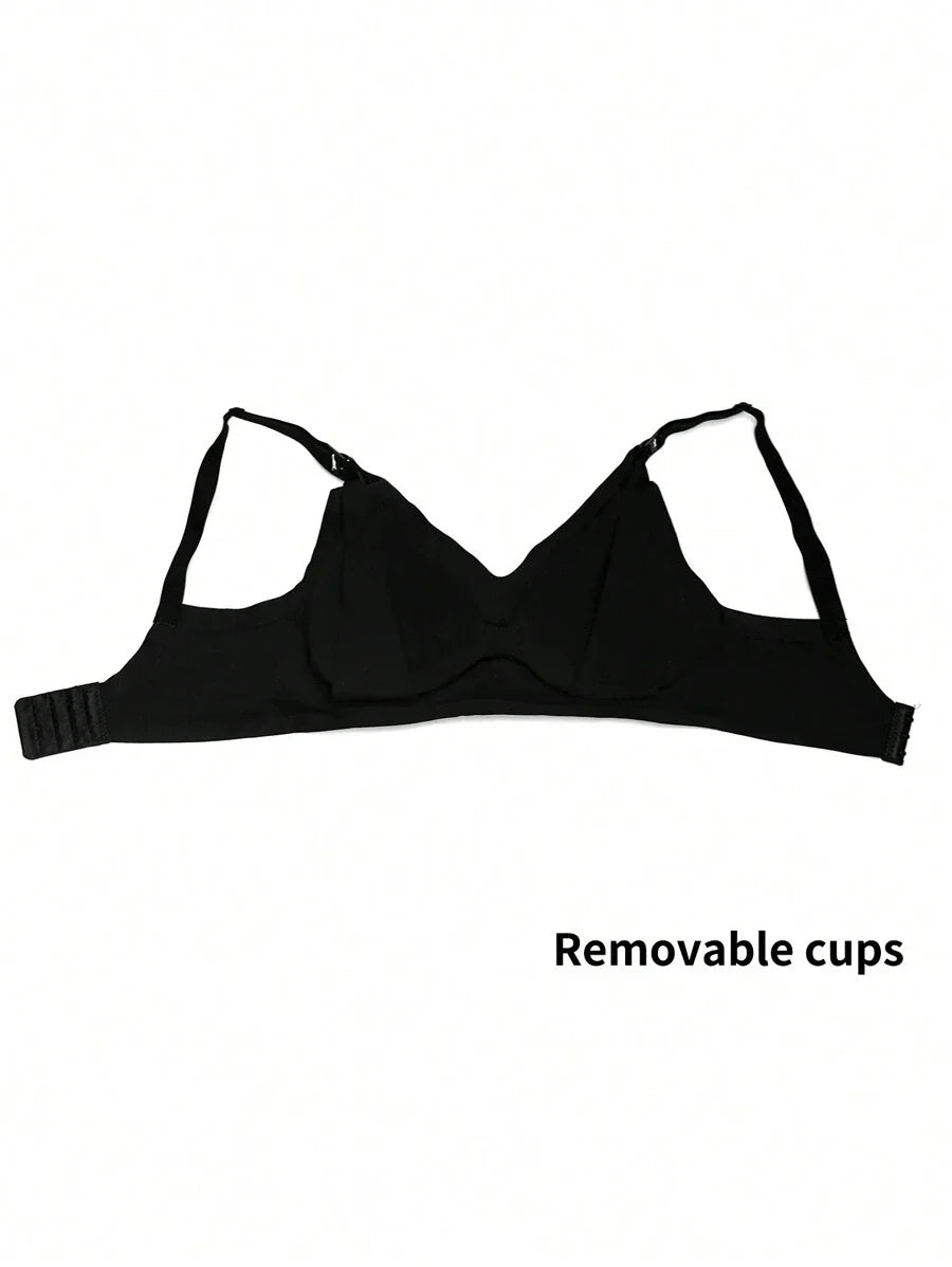Maternity Solid Color Adjustable Strap Nursing Bra Women Comfortable Wireless Breastfeeding Support Bra