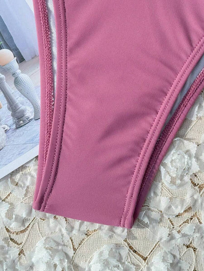 Swim Vcay Solid Color Bikini Swimming Suit For Beach Vacation, Strapless, Wireless For Summer