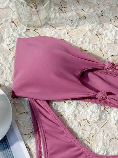 Swim Vcay Solid Color Bikini Swimming Suit For Beach Vacation, Strapless, Wireless For Summer