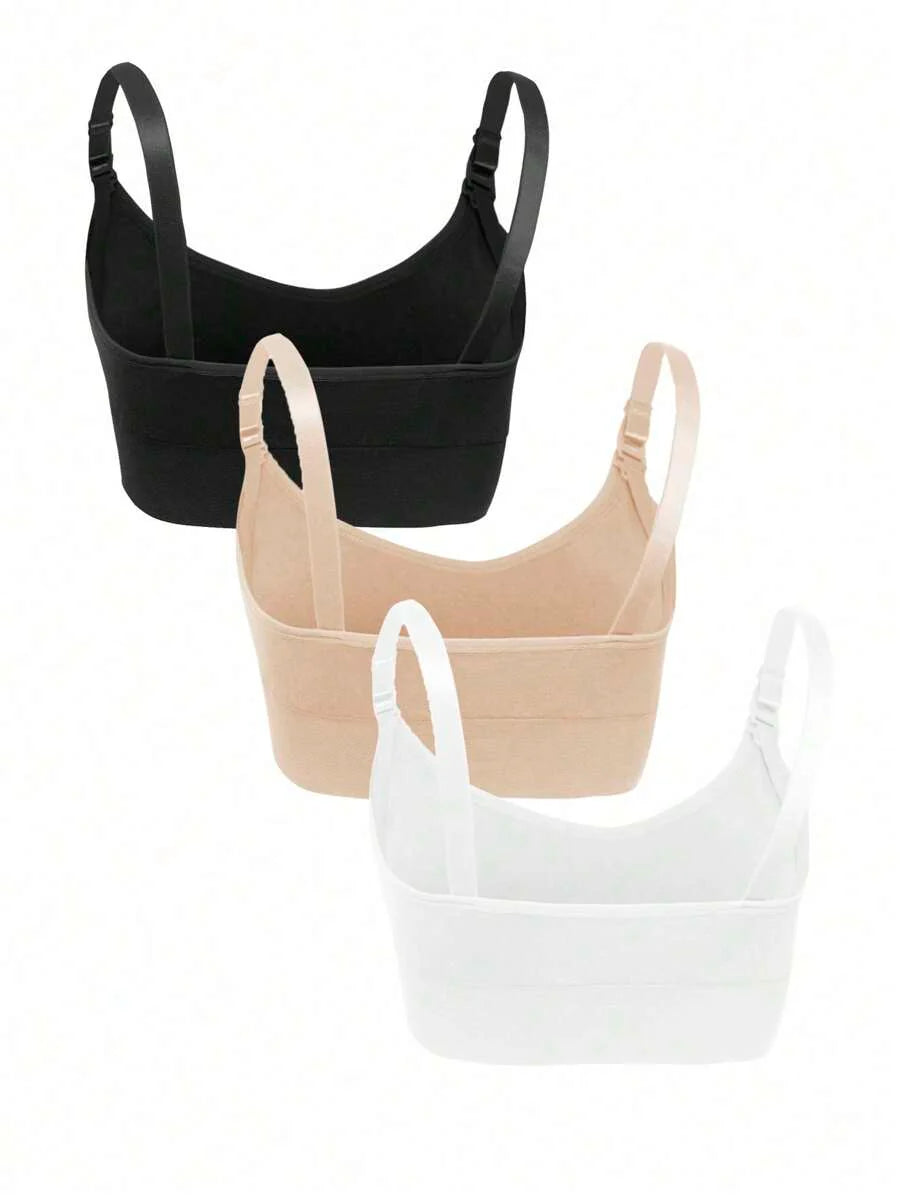 3-Pack Seamless Nursing Bra Set - High Rise Wireless Maternity Bras with Adjustable Straps and Medium Stretch