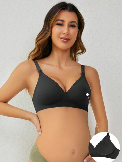 Maternity Seamless Nursing Bra Women Solid Color Comfortable Wireless Breastfeeding Support Bra for Mother