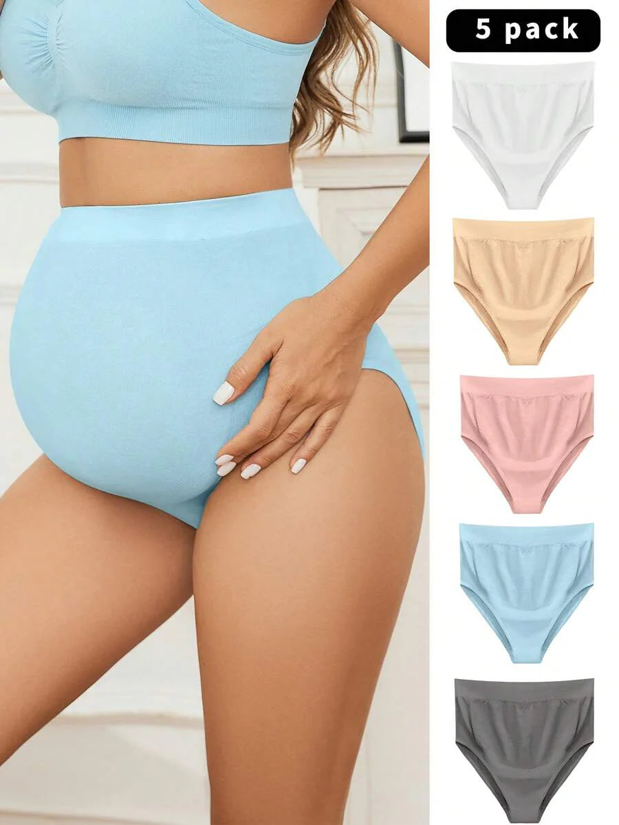 Maternity Briefs - 5 Pack Solid Color High Waist, Multicolor