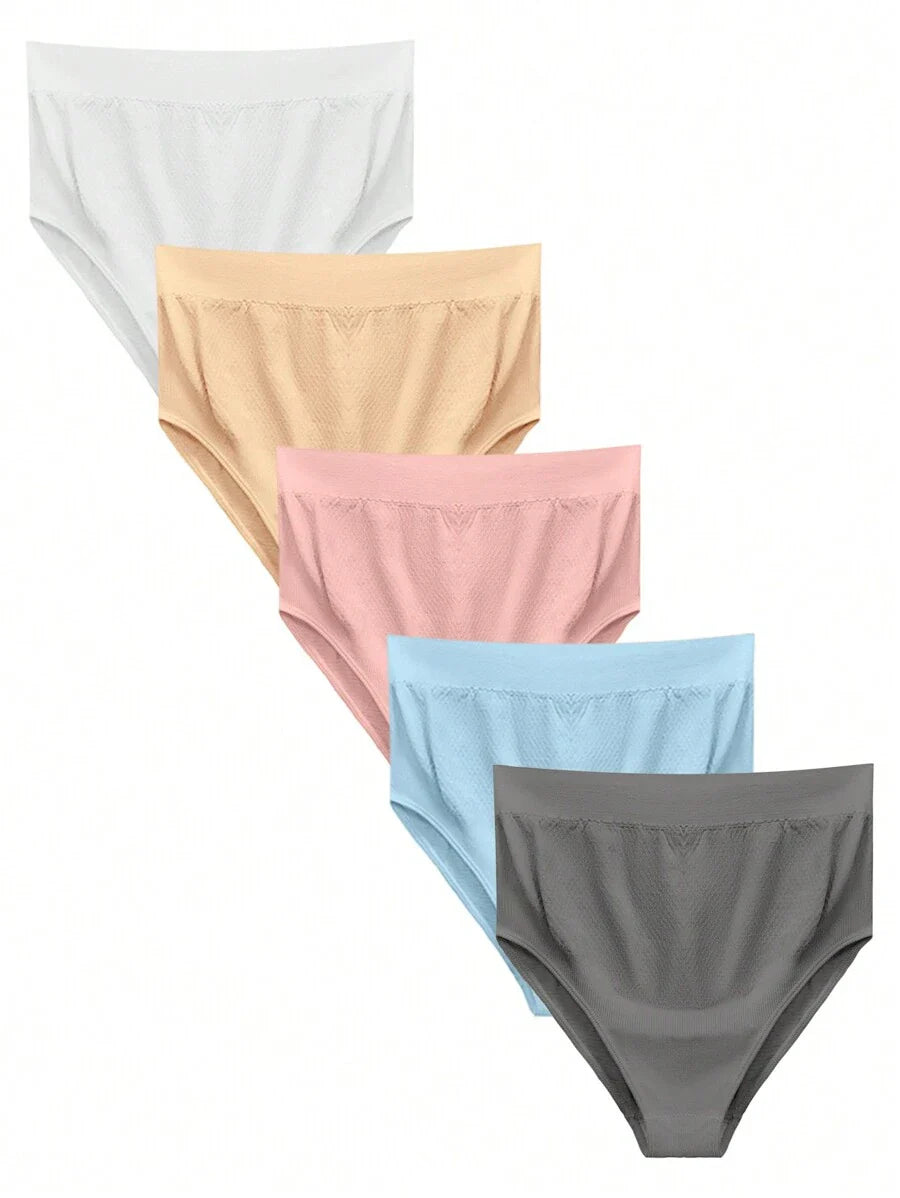 Maternity Panties 5 Pack - Solid Color Simple Soft Stretch High Waist, Pregnancy Daily Wear