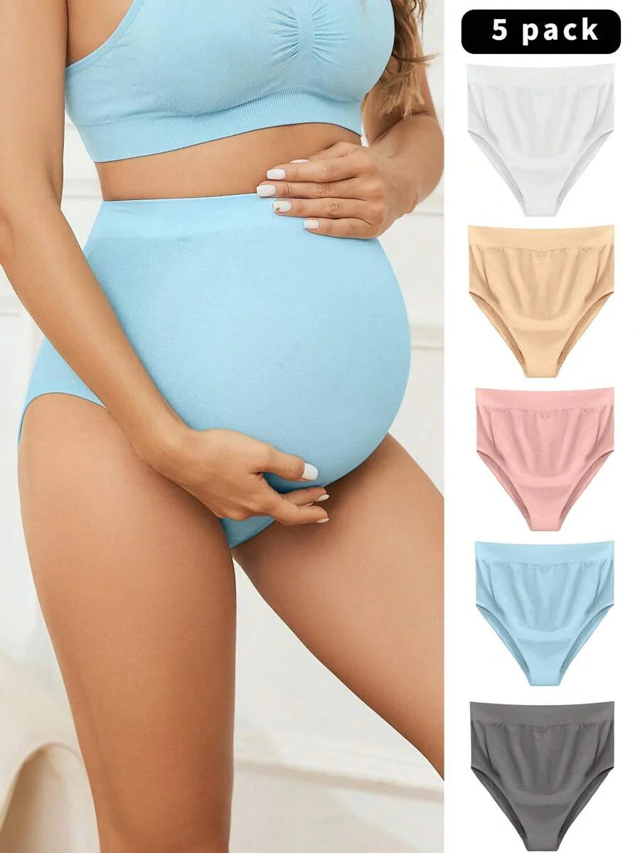 Maternity Solid Comfortable Panties Pack of 5 for Pregnant Women Soft Stretch Underwear