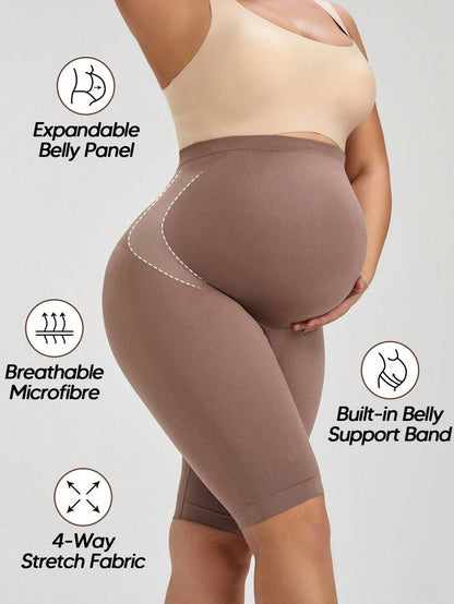 Maternity Seamless High Waist Soft Expandable Panel Belly Support Shorts