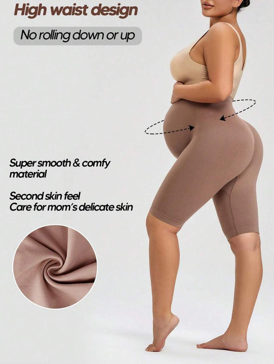Maternity Seamless High Waist Soft Expandable Panel Belly Support Shorts