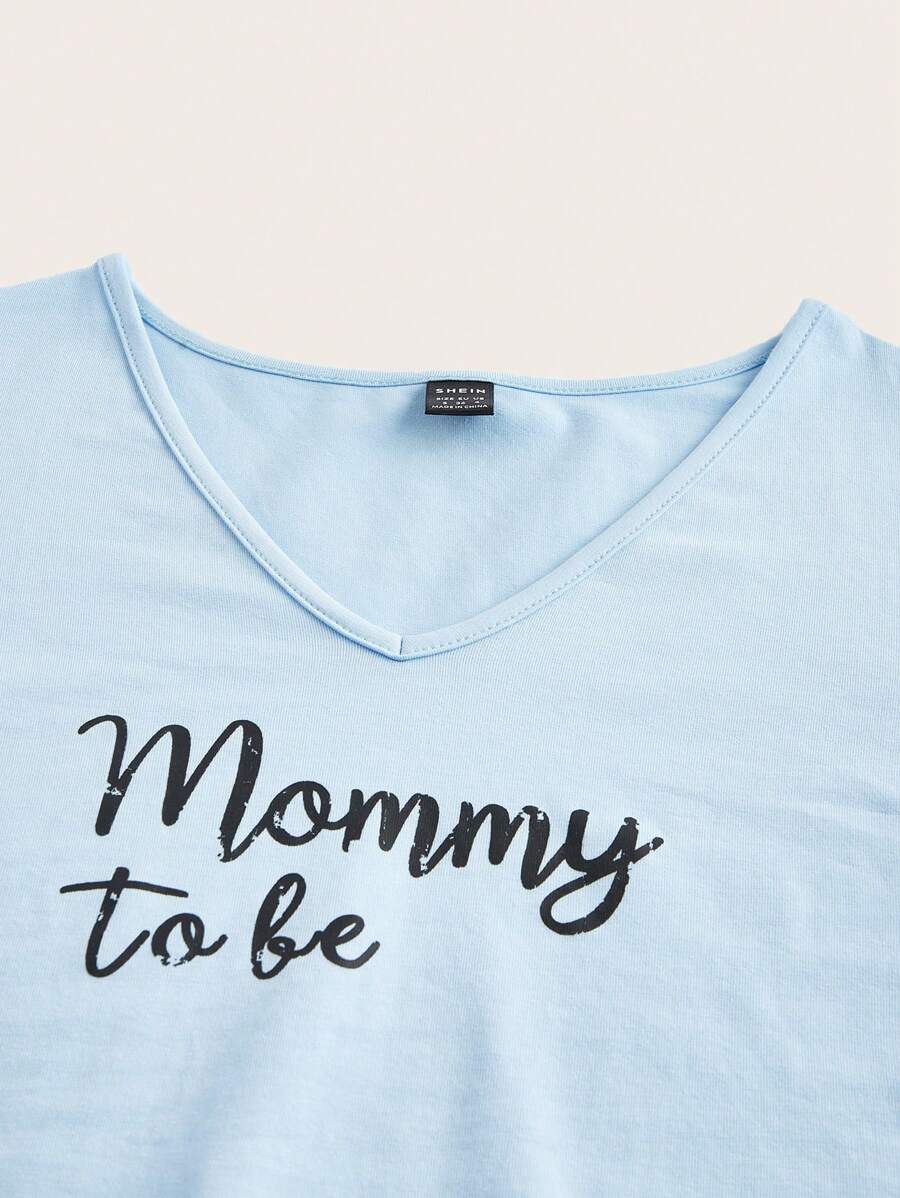 Baby Pink Maternity Ruched Graphic Crop Tee Slim Fit V Neck Cotton Short Sleeve Cartoon Print Pregnancy T Shirt