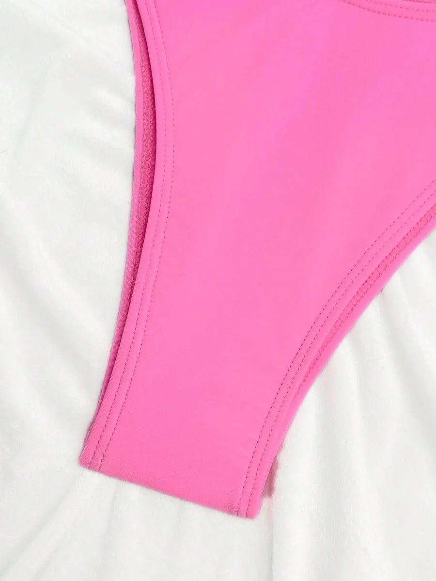 Swim Vcay Solid Color Bikini Swimming Suit For Beach Vacation, Strapless, Wireless For Summer