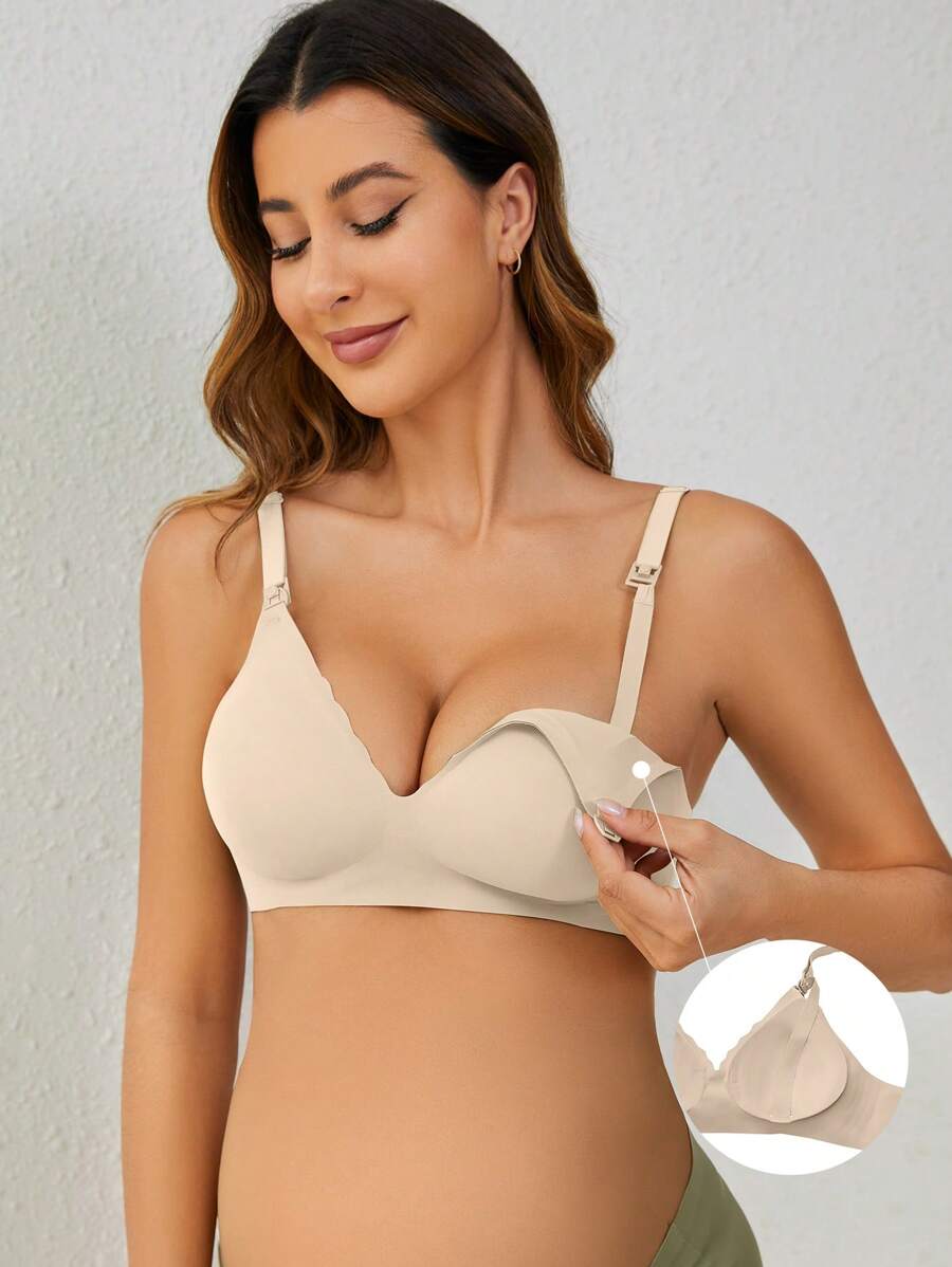 Seamless Fruit Print Nursing Bra for Maternity - Wireless Scallop Edge Jelly Style Bra with Removable Padding and Adjustable Straps