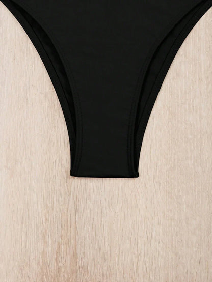 Swim Vcay Summer Beach Women's Solid Color Pleated Bikini Set