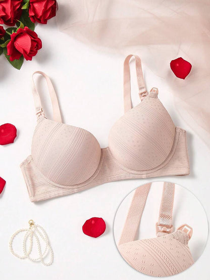 Maternity Push Up Nursing Bra - Solid Color Comfortable Wireless Breastfeeding Lift Up Lingerie