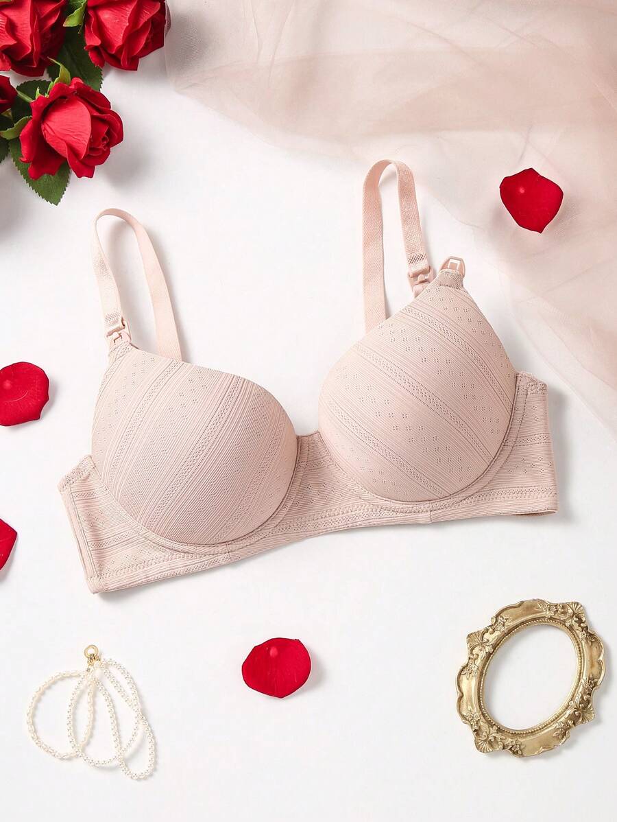 Maternity Push Up Nursing Bra - Solid Color Comfortable Wireless Breastfeeding Lift Up Lingerie