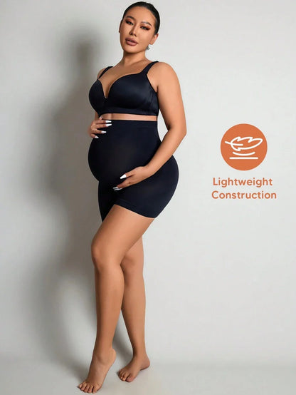 High Waist Maternity Short Leggings - Mesh Patchwork Casual Summer Wear