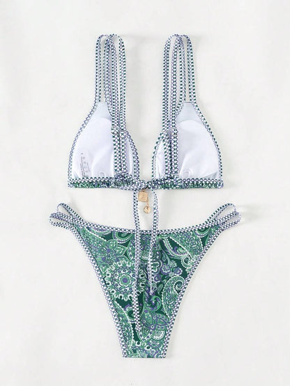 Swim Vcay Women's Summer Beach Floral Print Sexy Bikini Set