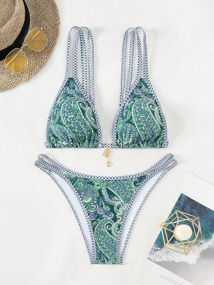 Swim Vcay Women's Summer Beach Floral Print Sexy Bikini Set