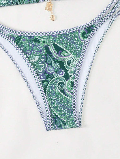 Swim Vcay Women's Summer Beach Floral Print Sexy Bikini Set