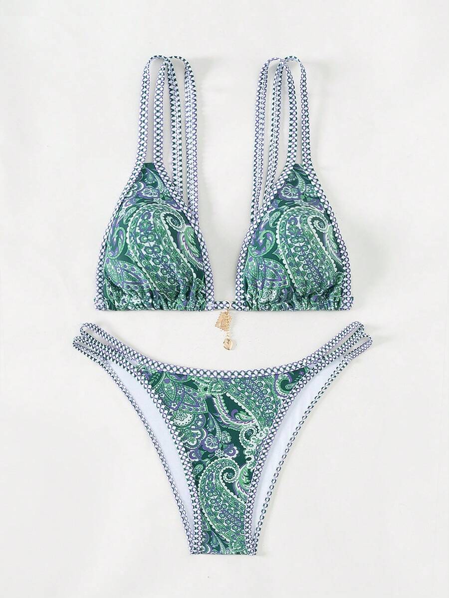 Swim Vcay Women's Summer Beach Floral Print Sexy Bikini Set