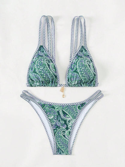 Swim Vcay Women's Summer Beach Floral Print Sexy Bikini Set