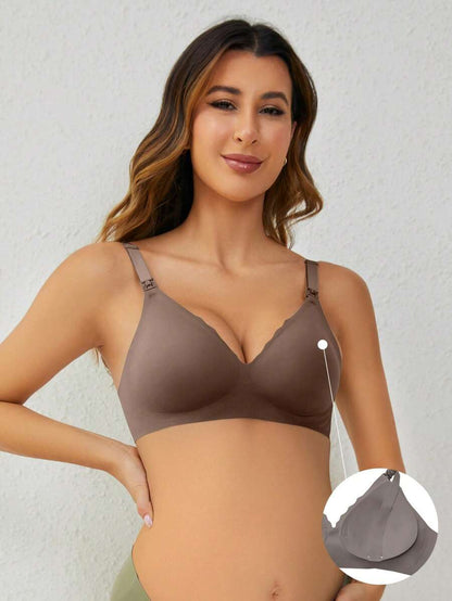Maternity Jelly Style Nursing Bra Women Solid Color Comfortable Wireless Breastfeeding Support Bra