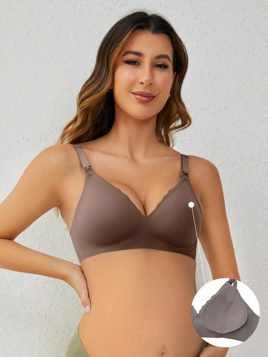 Maternity Seamless Nursing Bra Women Solid Color Comfortable Wireless Breastfeeding Support Bra for Mother