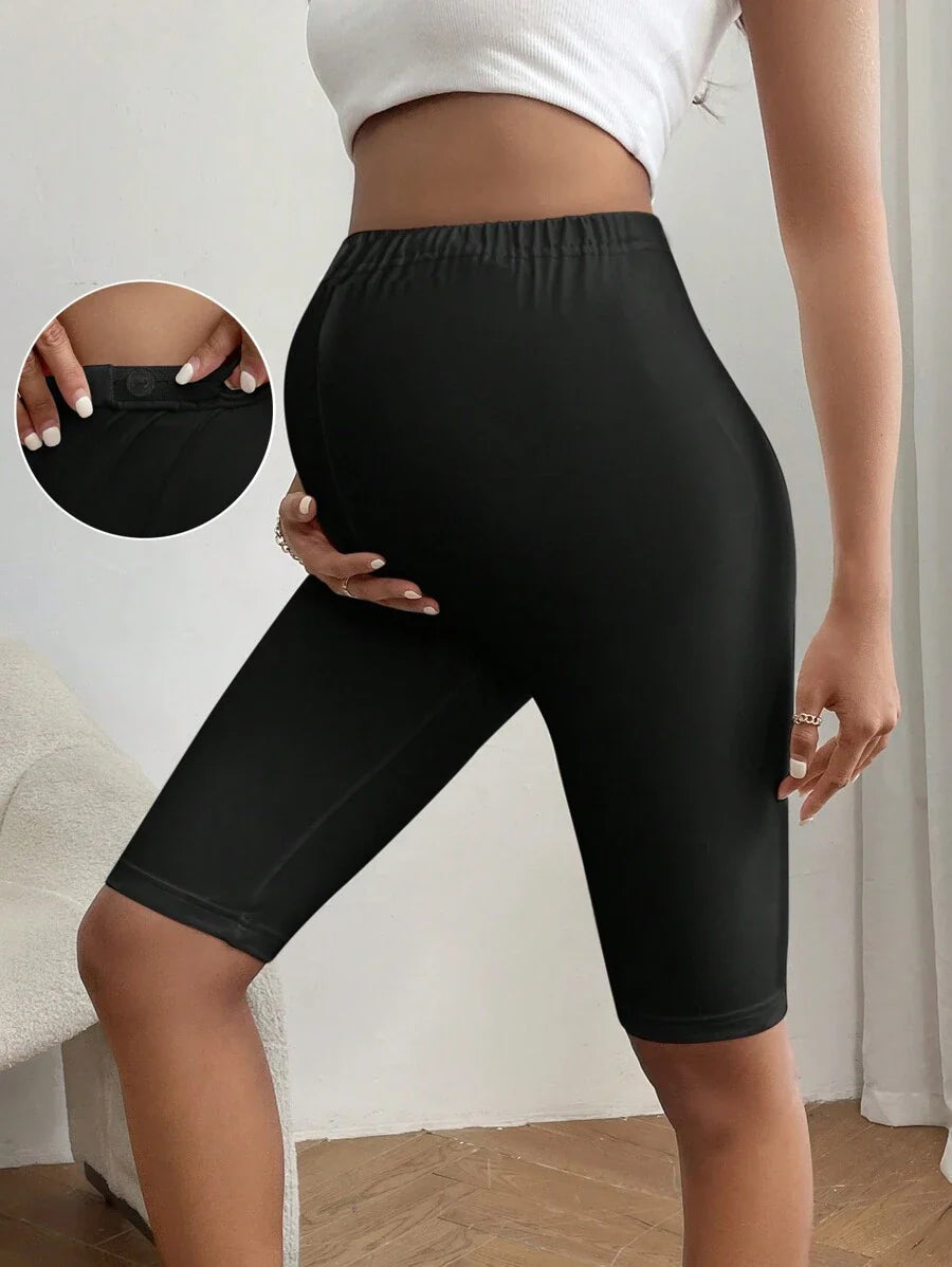 Maternity Casual Solid Color Leggings - Elastic Waist Summer Pregnancy Pants
