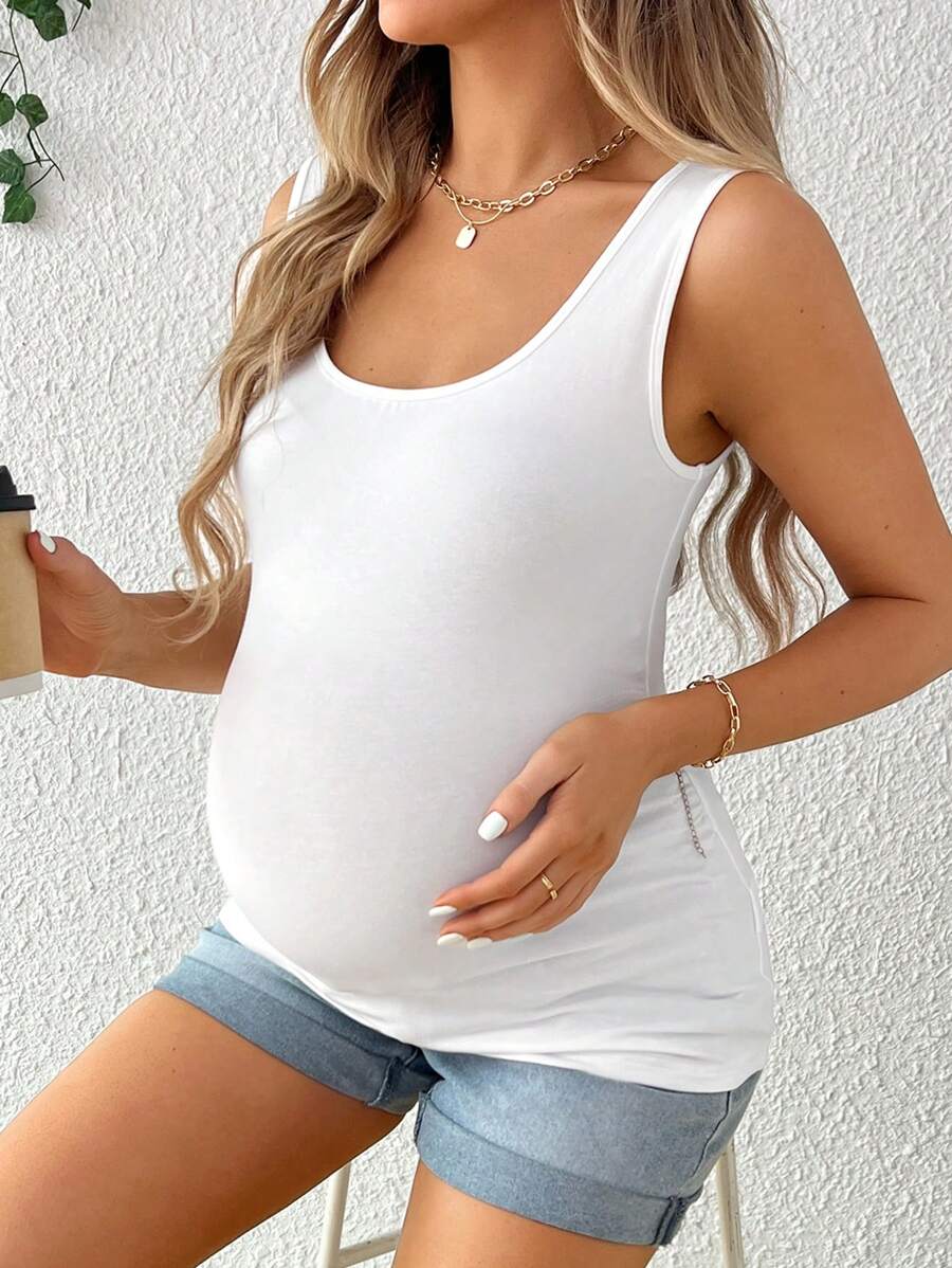 Casual Maternity Tube Top - Strapless Black & White Pleated Pregnancy Fit