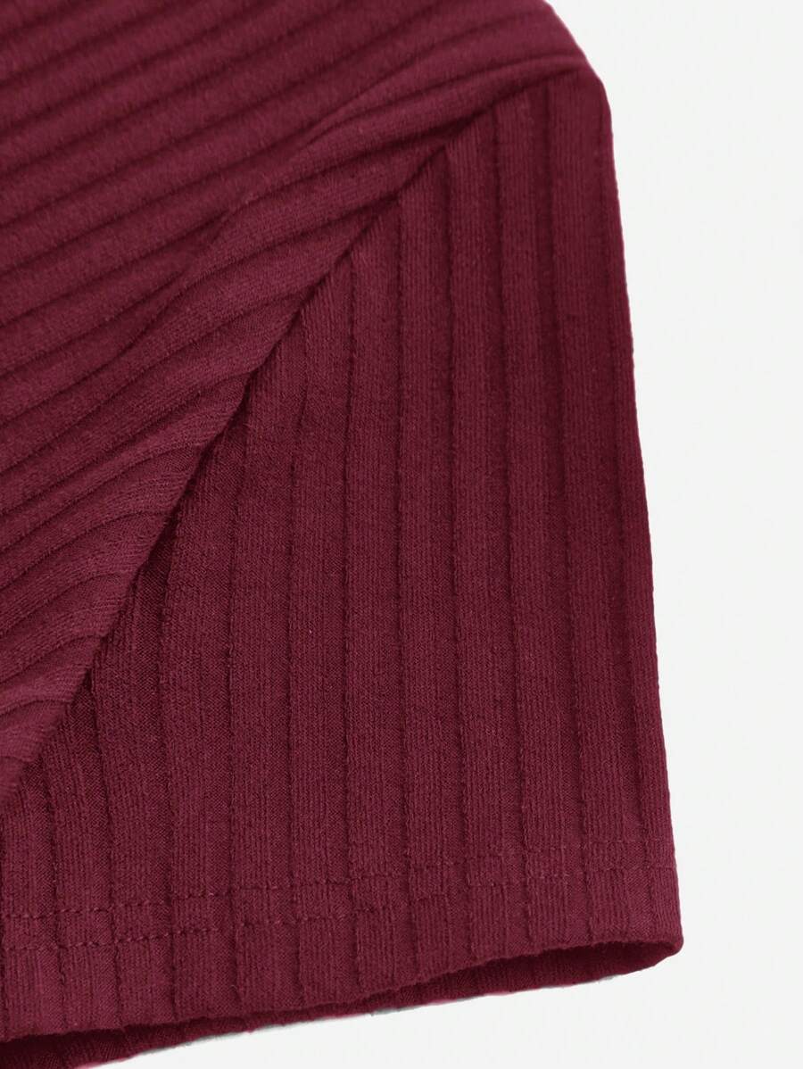 Maternity Short Sleeve V-Neck Wrap Bodycon Dress High Waist Slim Fit Burgundy Mini Pencil Dress for Daily Casual Wear