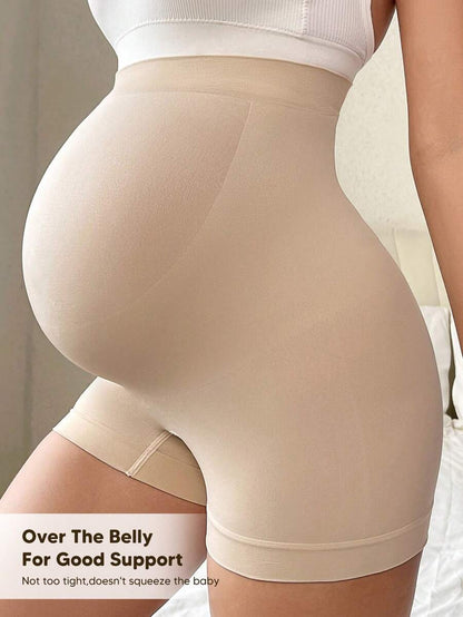 High Waist Maternity Short Leggings - Mesh Patchwork Casual Summer Wear