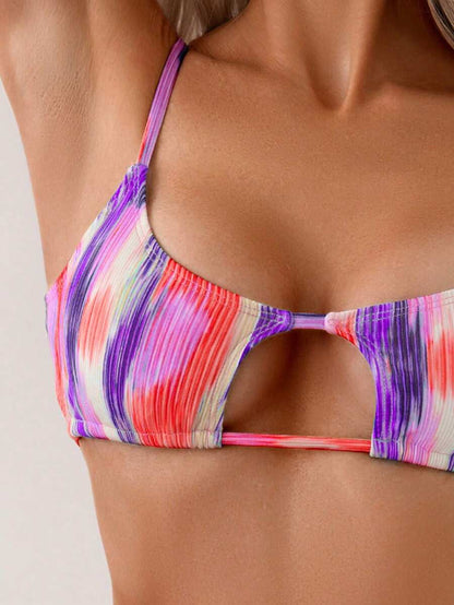 Swim Vcay Women's Summer Beach Tie-Dye Hollow Out Sexy Bikini Set With Separated Bikini Set