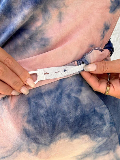Maternity Tie Dye 2-Piece Set - Drop Shoulder Tee & Biker Shorts, Loose Fit, Multicolor