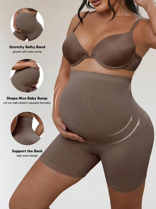 Maternity Belly Support Shorts - High Waisted With Expandable Belly Panel