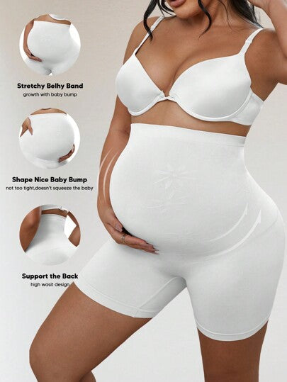 Plus Size Seamless High Waist Maternity Shapewear Shorts - Belly Support