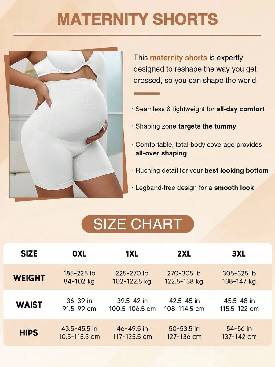Plus Size Seamless High Waist Maternity Shapewear Shorts - Belly Support