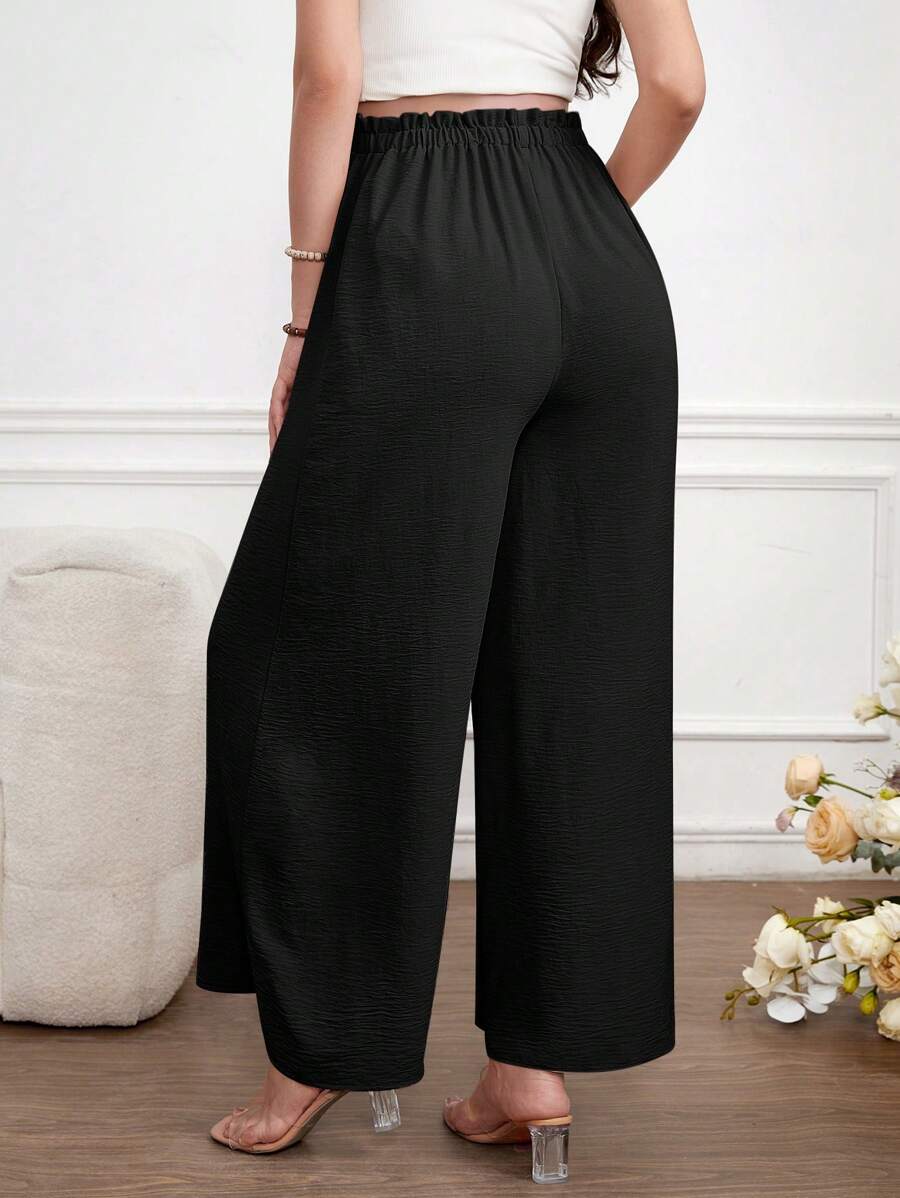 Maternity Wide Leg Pants Loose Fit Redwood Drawstring Elastic Waist Casual Long Trousers for Home and Summer Comfort