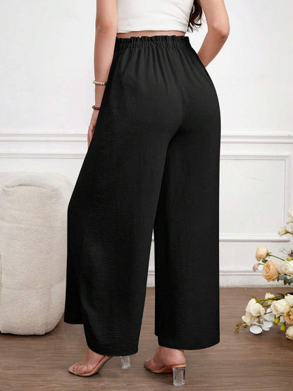 Maternity Wide Leg Pants Loose Fit Redwood Drawstring Elastic Waist Casual Long Trousers for Home and Summer Comfort