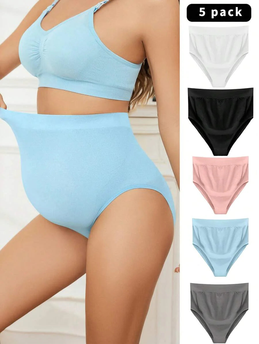Maternity Solid Comfortable Panties Pack of 5 for Pregnant Women Soft Stretch Underwear