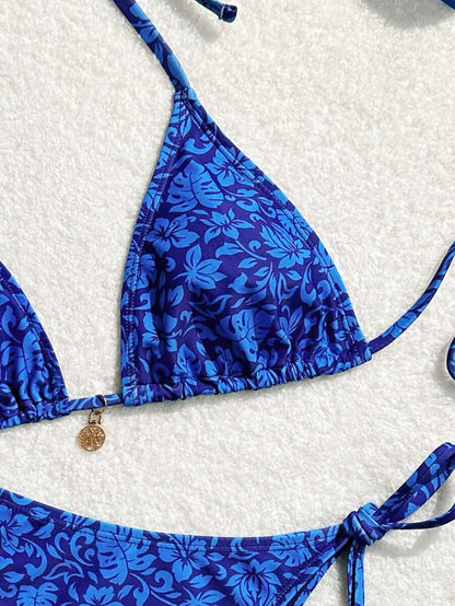 Swim Vcay Women's Summer Beach Floral Print Halter Tie Sexy Bikini Set, Random Print