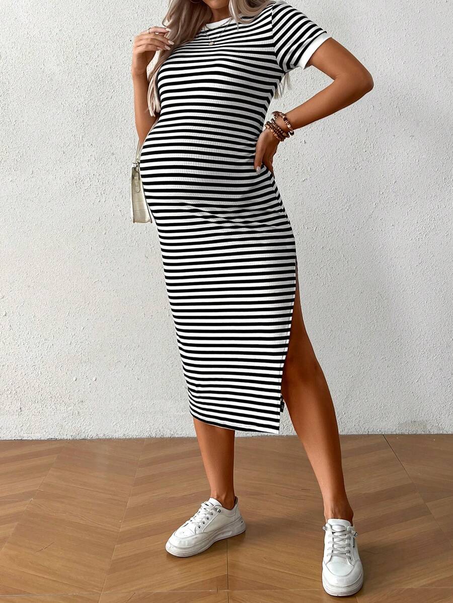 Maternity Geometric Print Backless Cami Dress Navy Blue Spaghetti Strap Boho Mini Beach Vacation Sun Dress