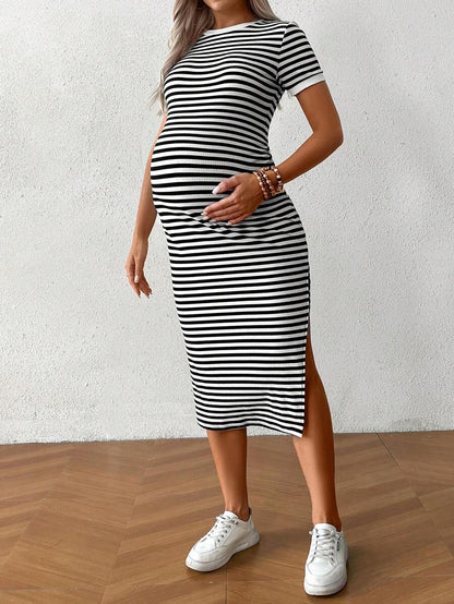 Maternity Geometric Print Backless Cami Dress Navy Blue Spaghetti Strap Boho Mini Beach Vacation Sun Dress