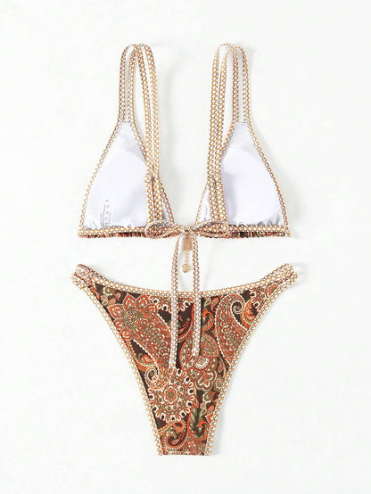 Swim Vcay Women's Summer Beach Floral Print Sexy Bikini Set
