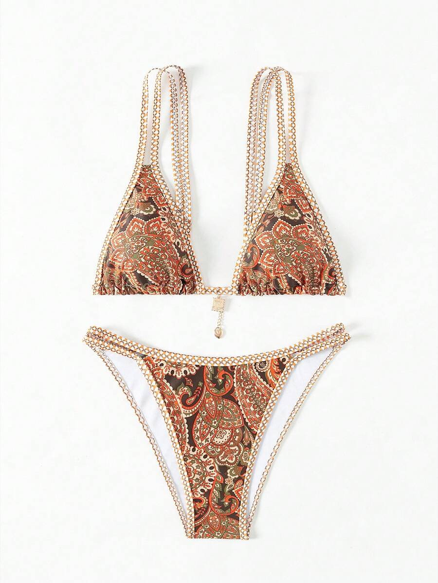 Swim Vcay Women's Summer Beach Floral Print Sexy Bikini Set