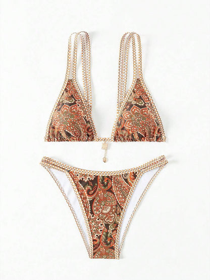 Swim Vcay Women's Summer Beach Floral Print Sexy Bikini Set