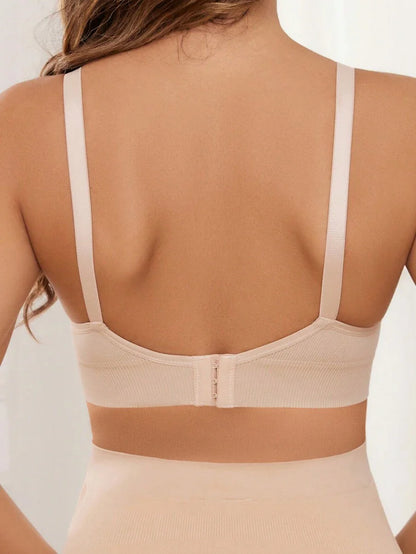 Coffee Brown Seamless Nursing Bra - Comfortable Wireless Maternity Bralette with Adjustable Straps and Easy Access Buttons