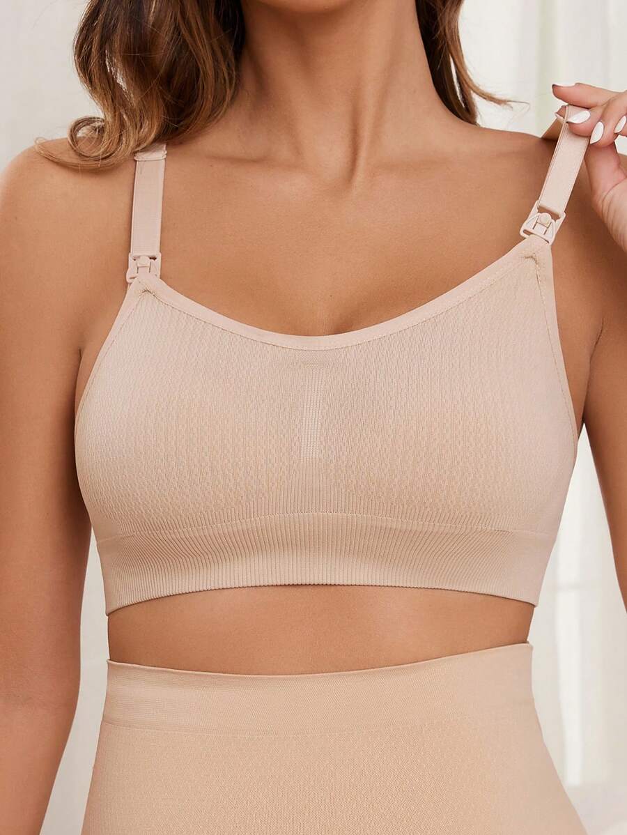 Maternity Seamless Nursing Bra - Solid Color Adjustable Straps Breathable Wireless Breastfeeding