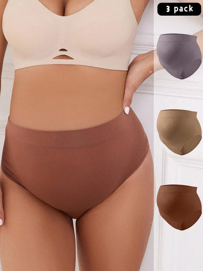 Maternity Panties 3 Pack - High Waist Solid Color Stretchy Soft Seamless, Pregnancy Daily Wear